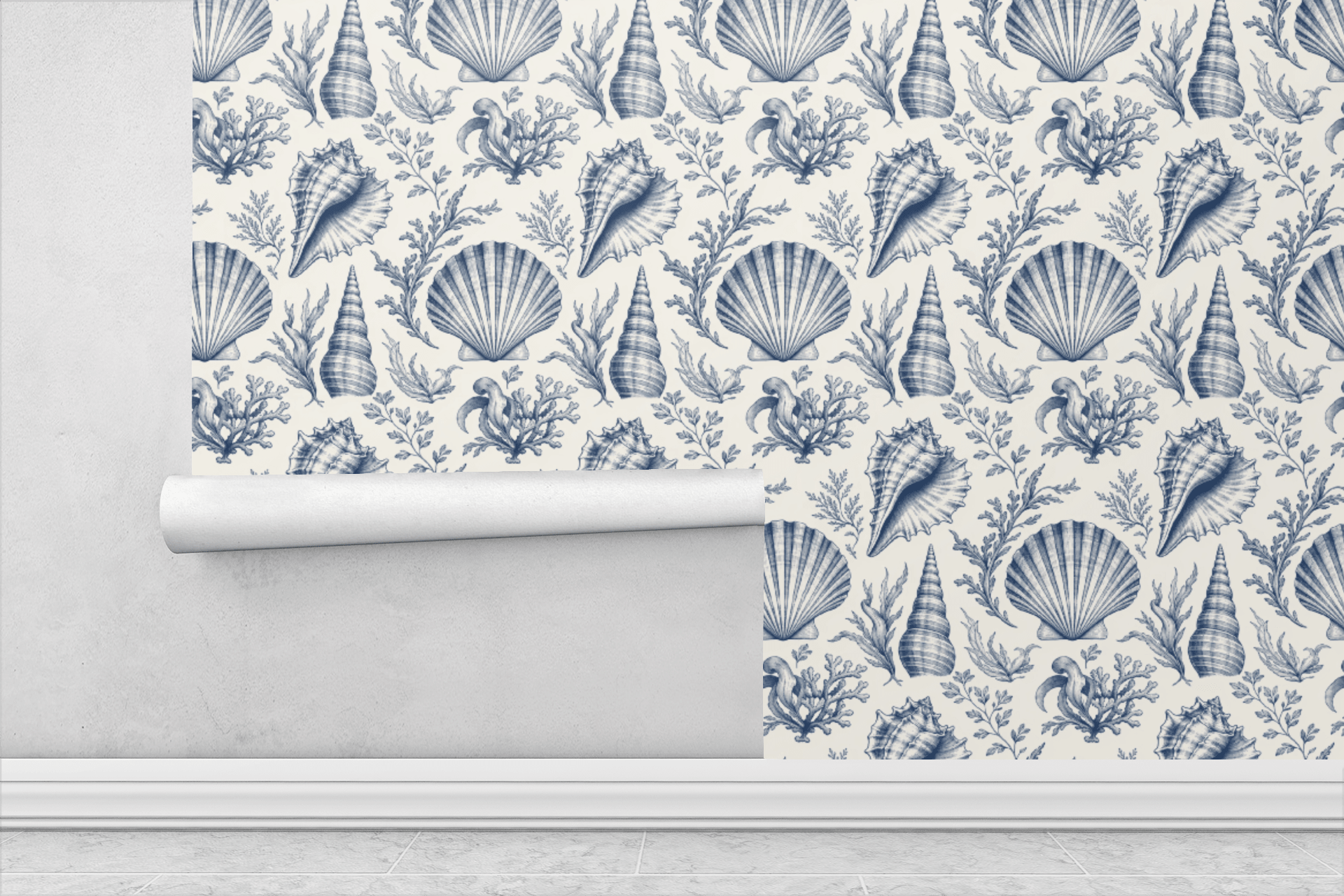 Seaside Shell Toile Wallpaper Peel and Stick Wallpaper | Accent Haus