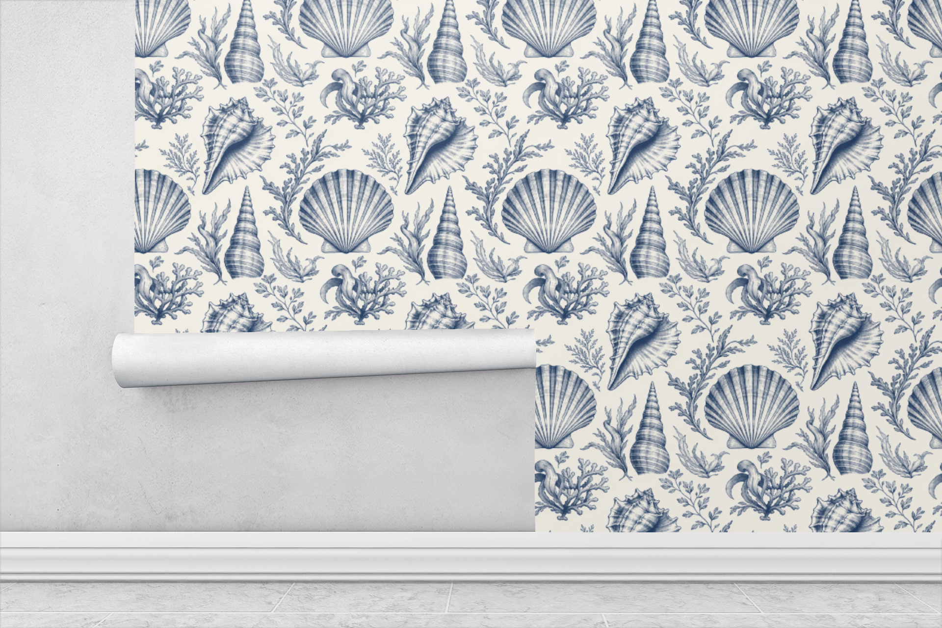 Seaside Shell Toile Wallpaper