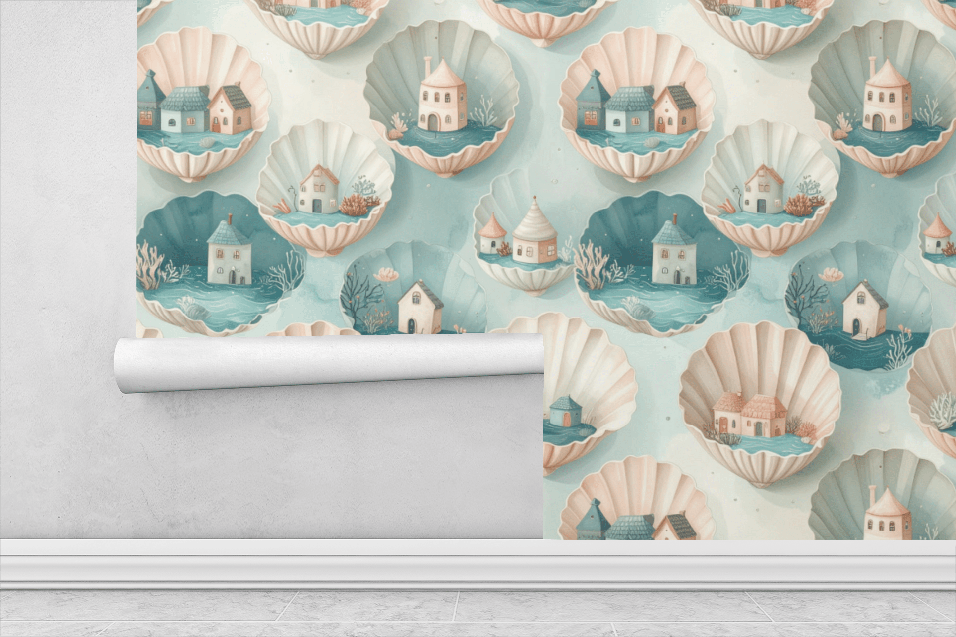 Shell Pocket Villages Wallpaper Peel and Stick Wallpaper | Accent Haus