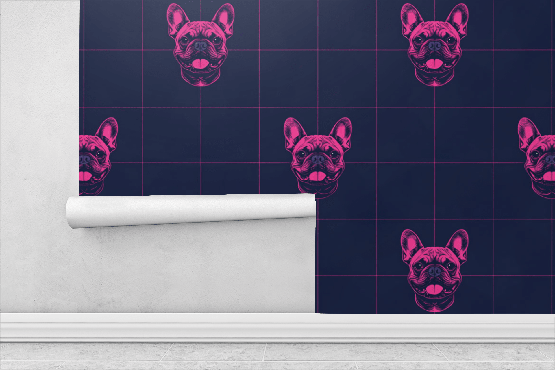 Frenchie Fun - Sophisticated Bulldog Wallpaper Peel and Stick Wallpaper | Accent Haus