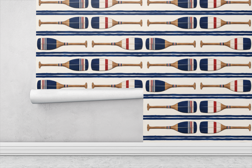 Lakeview Oars Stripe Wallpaper