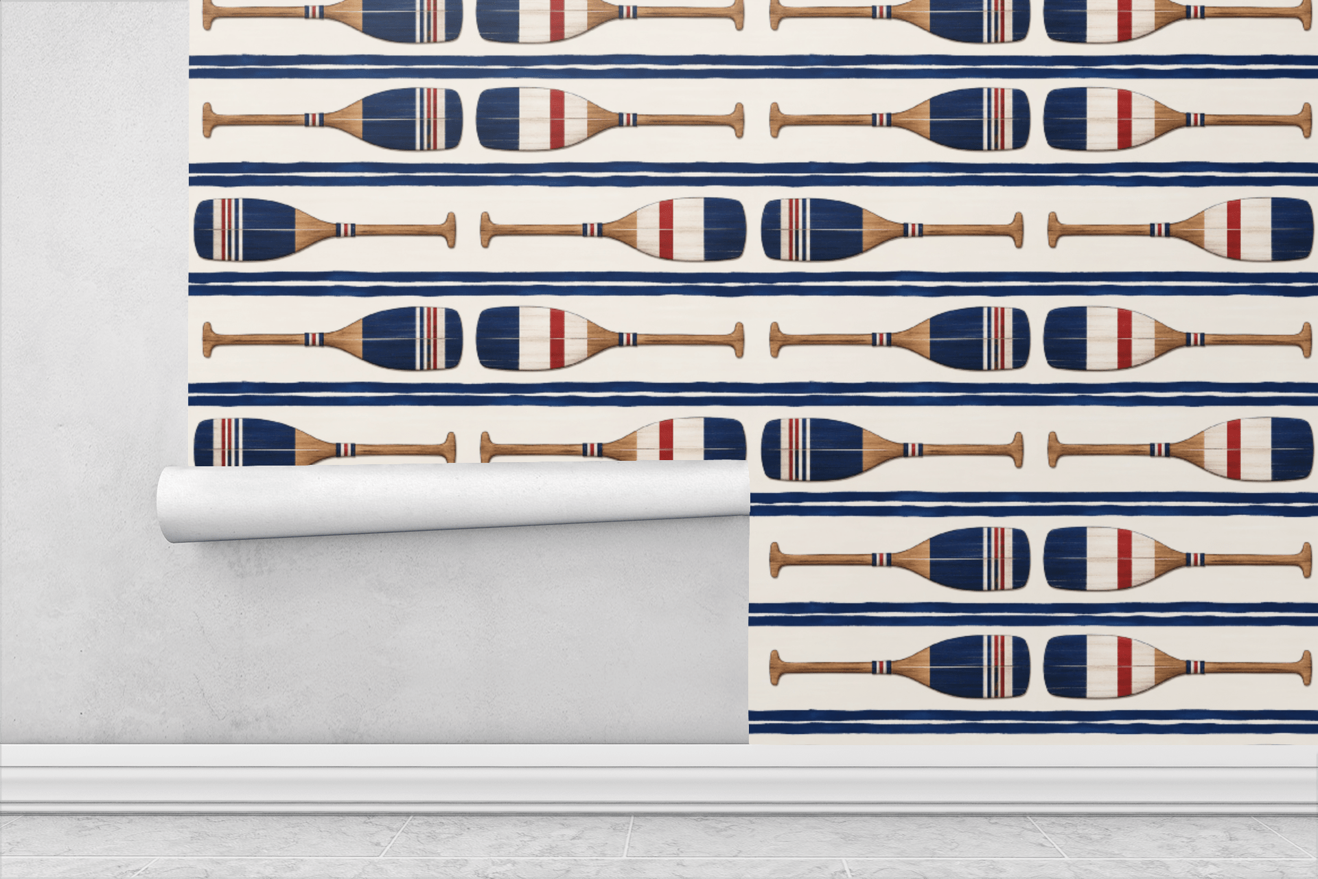 Lakeview Oars Stripe Wallpaper Peel and Stick Wallpaper | Accent Haus