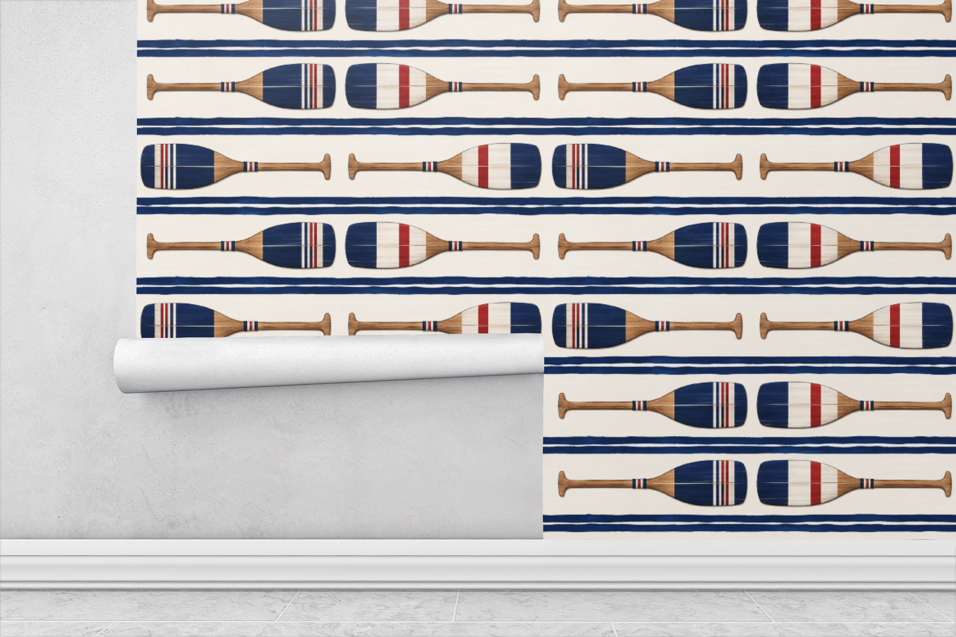 Lakeview Oars Stripe Wallpaper