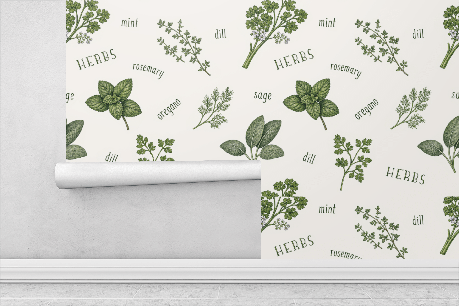 Botanical Herb Garden Wallpaper Peel and Stick Wallpaper | Accent Haus