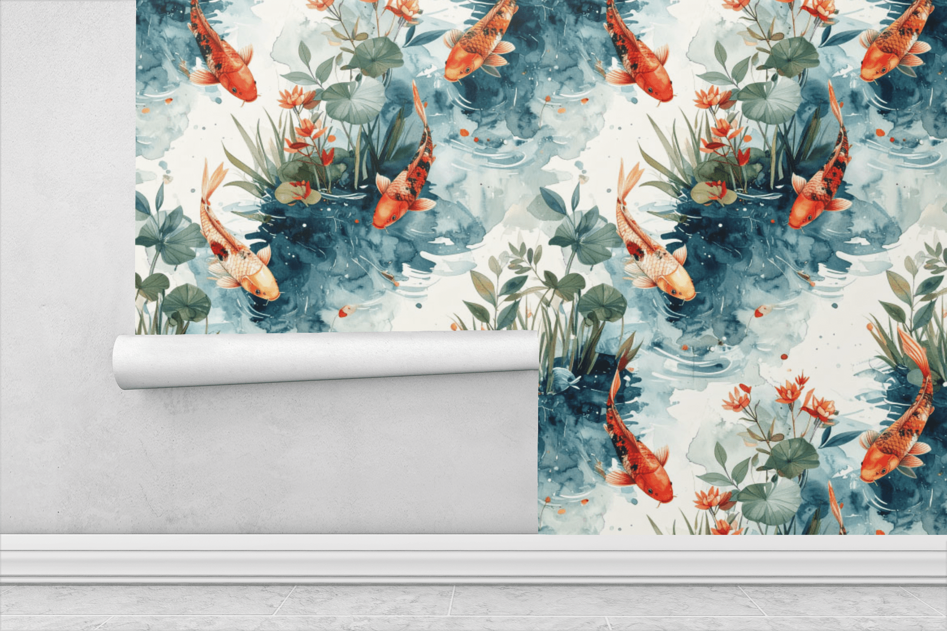 Dancing Koi Streams Wallpaper Peel and Stick Wallpaper | Accent Haus