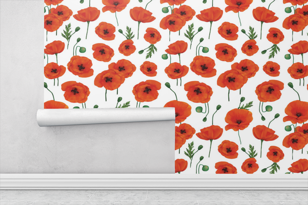 Summer Flowers II White Wallpaper