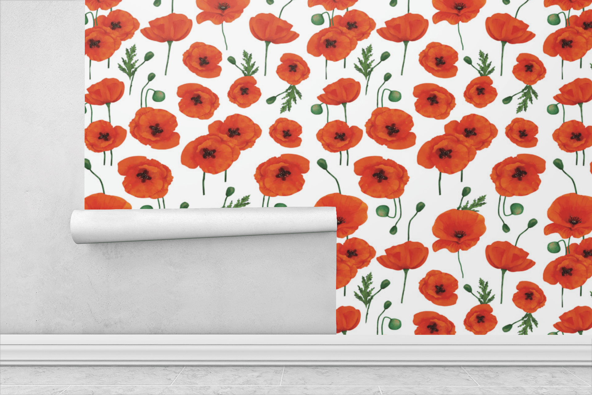 Summer Flowers II White Wallpaper Peel and Stick Wallpaper | Accent Haus