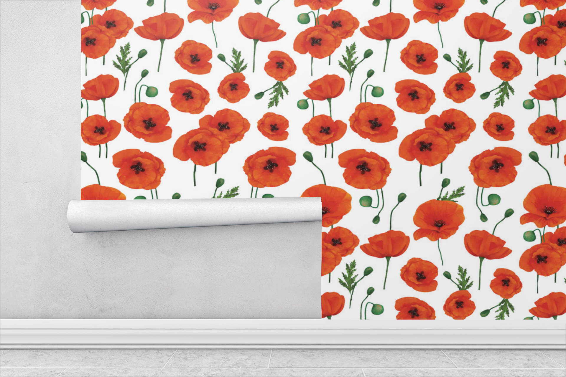Summer Flowers II White Wallpaper