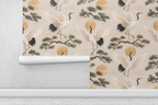Golden Crane Motif Wallpaper
