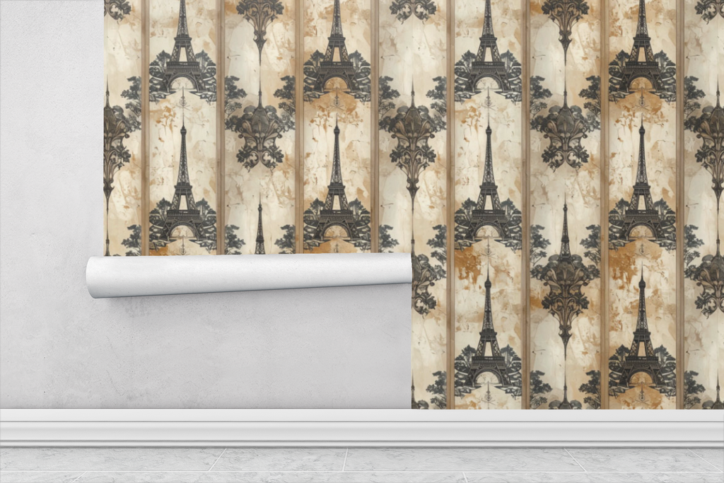 Parisian Etching Curtains Wallpaper