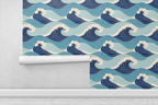Ocean Wave Line Art Wallpaper