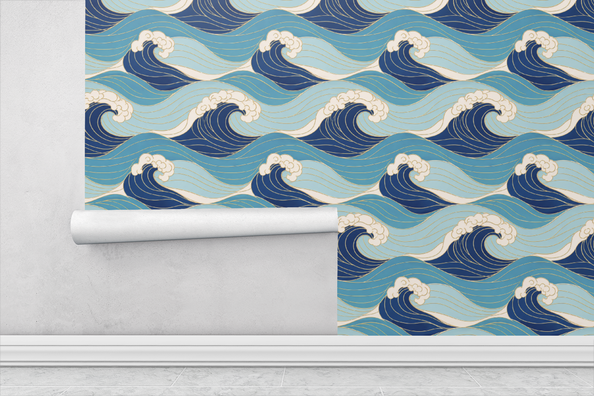 Ocean Wave Line Art Wallpaper