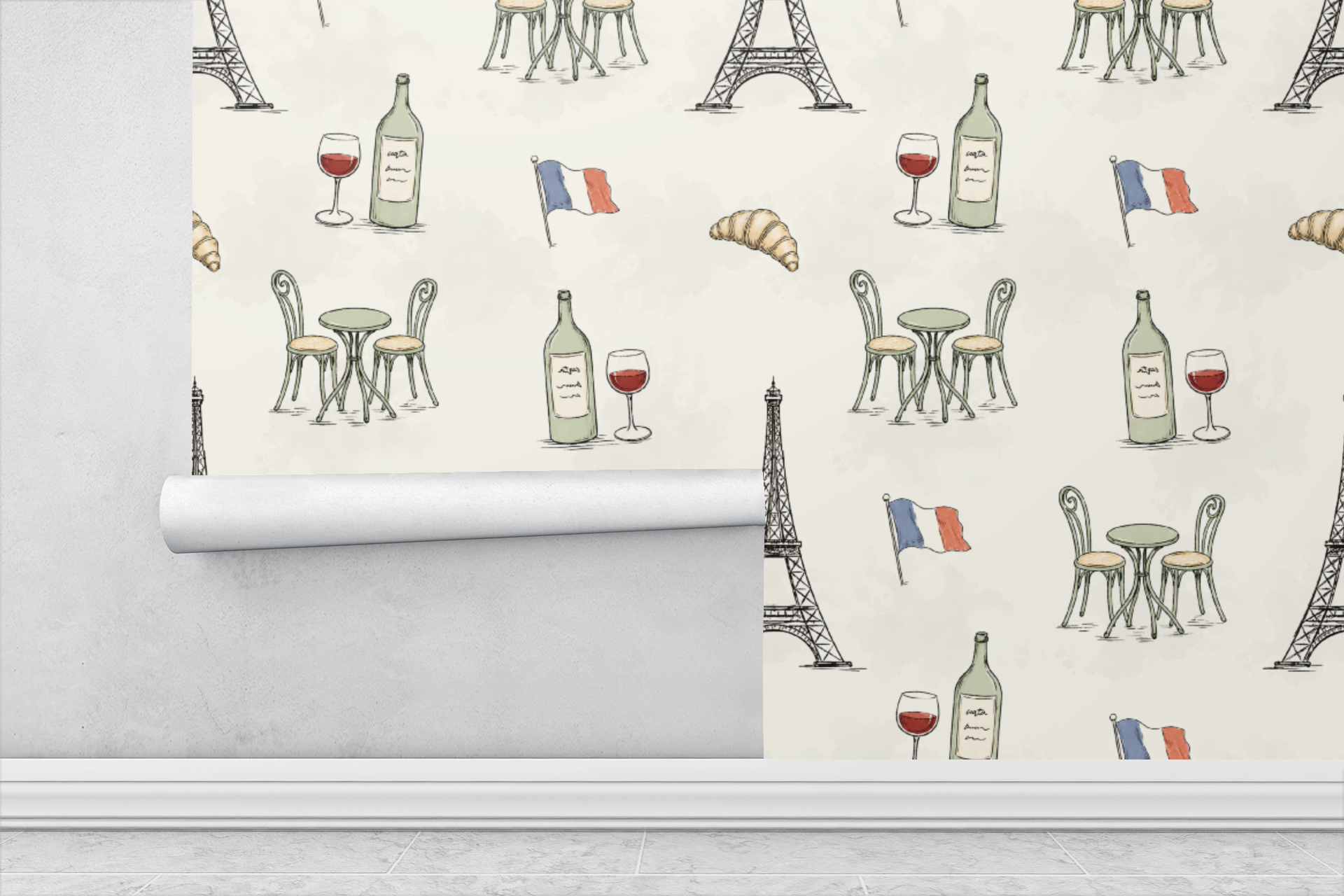 Vintage Paris Sketch Wallpaper