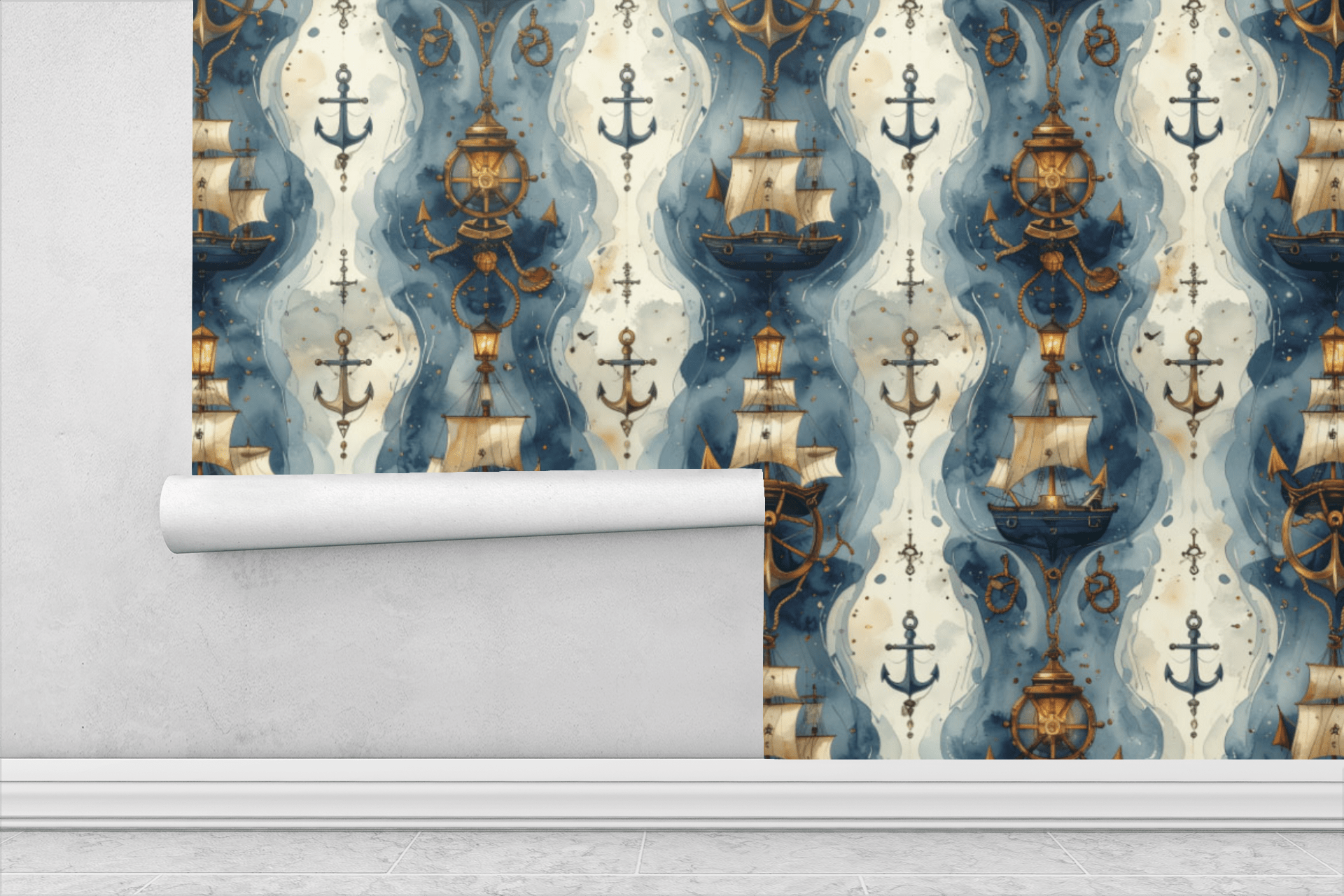 Anchors & Wheels Wallpaper Peel and Stick Wallpaper | Accent Haus