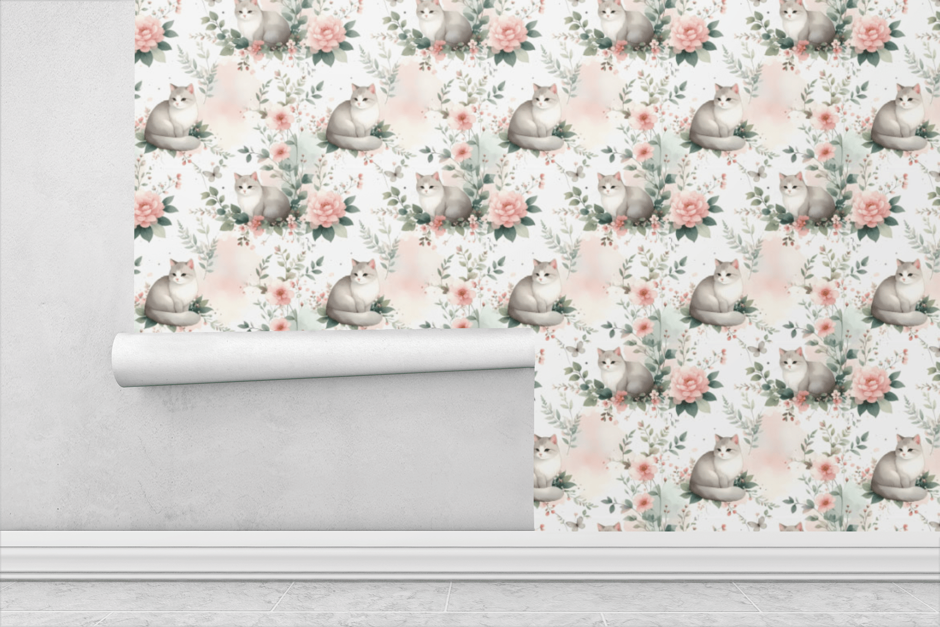 Whimsical Cats Garden Wallpaper Peel and Stick Wallpaper | Accent Haus