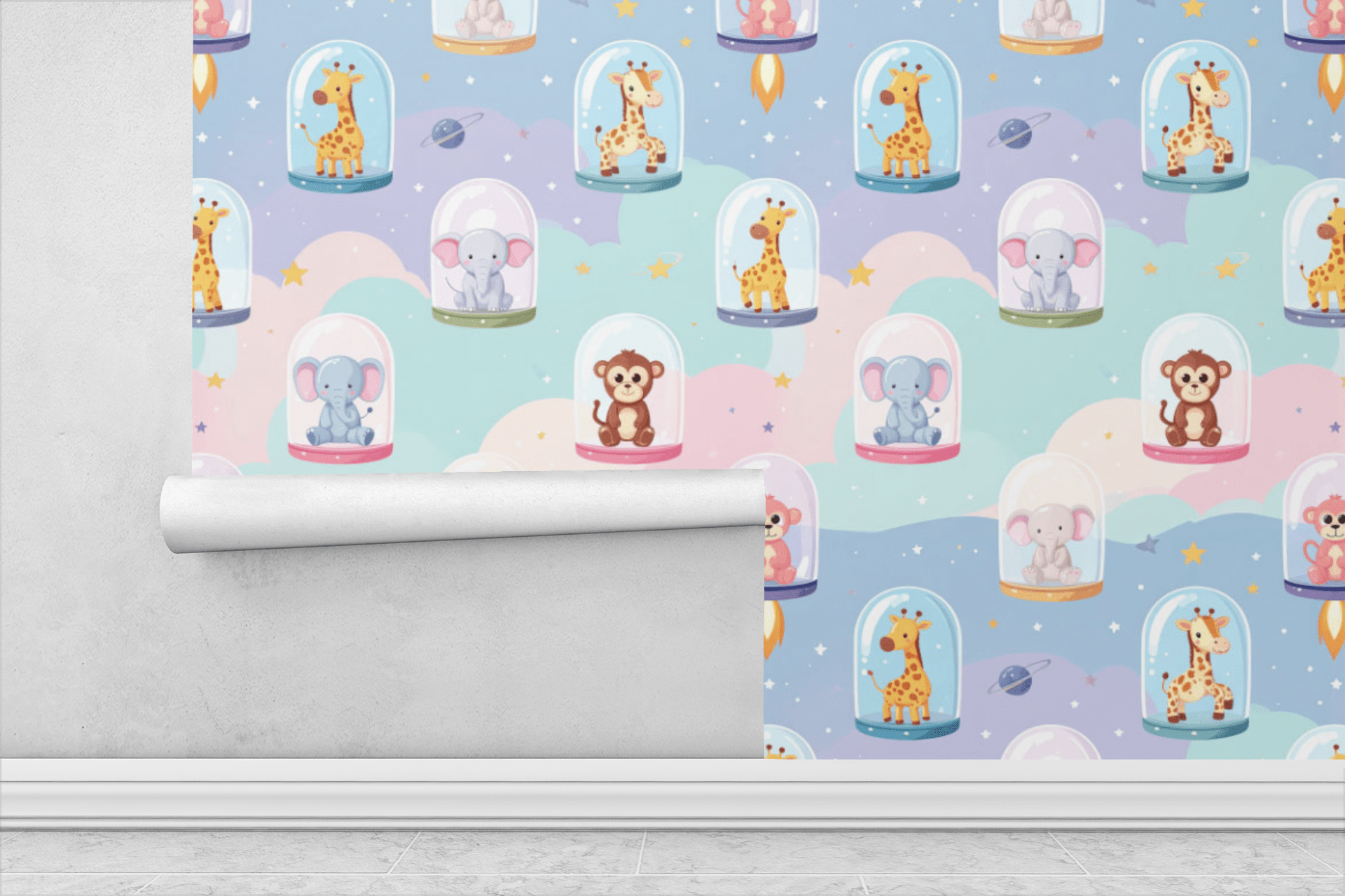 Floating Space Zoo Wallpaper Peel and Stick Wallpaper | Accent Haus