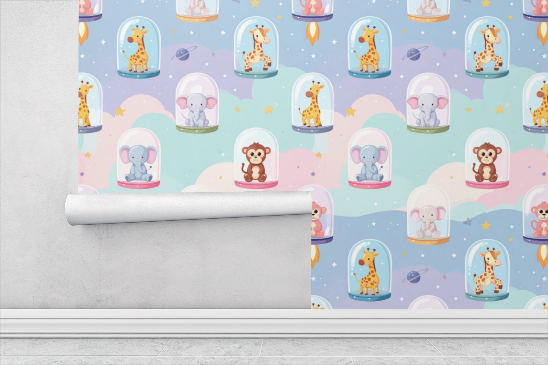Floating Space Zoo Wallpaper