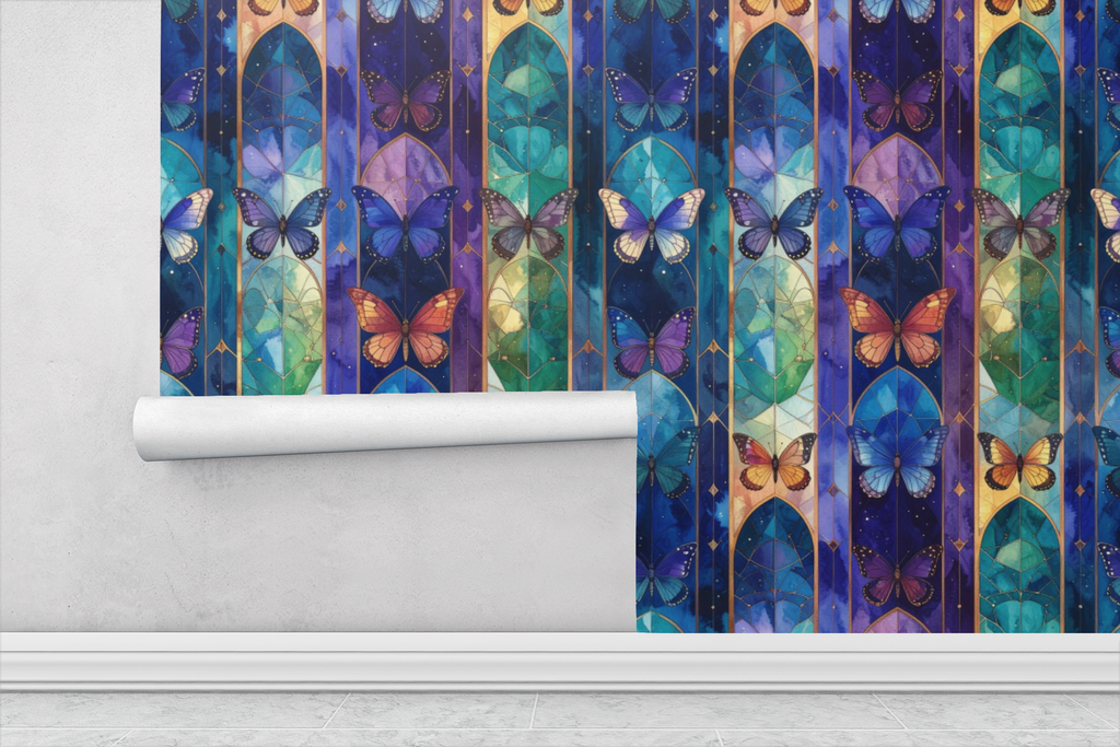 Floating Geometric Butterflies Wallpaper