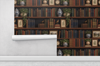 Vintage Library Shelves Wallpaper