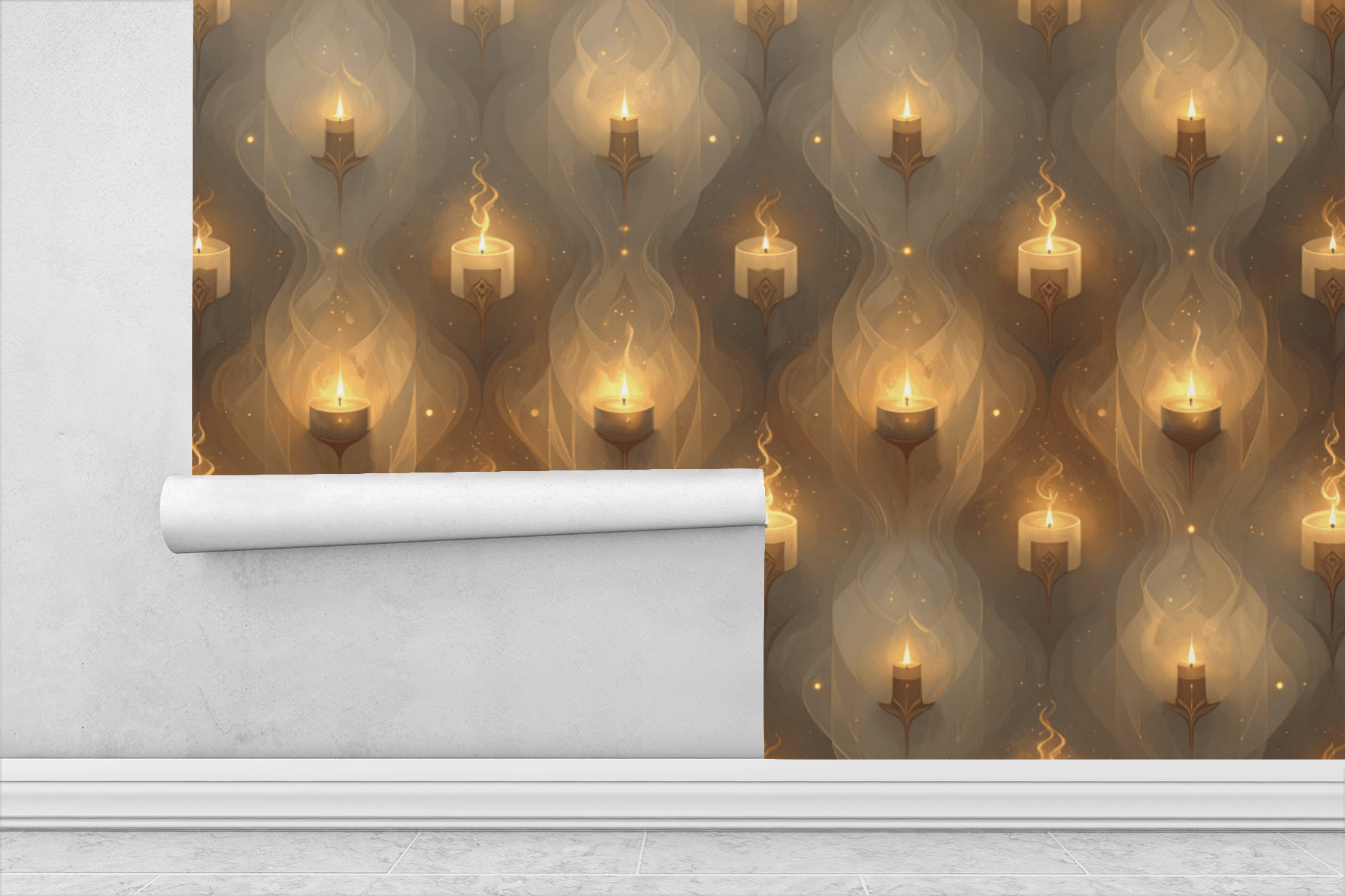 Minimal Candle Glow Wallpaper Peel and Stick Wallpaper | Accent Haus