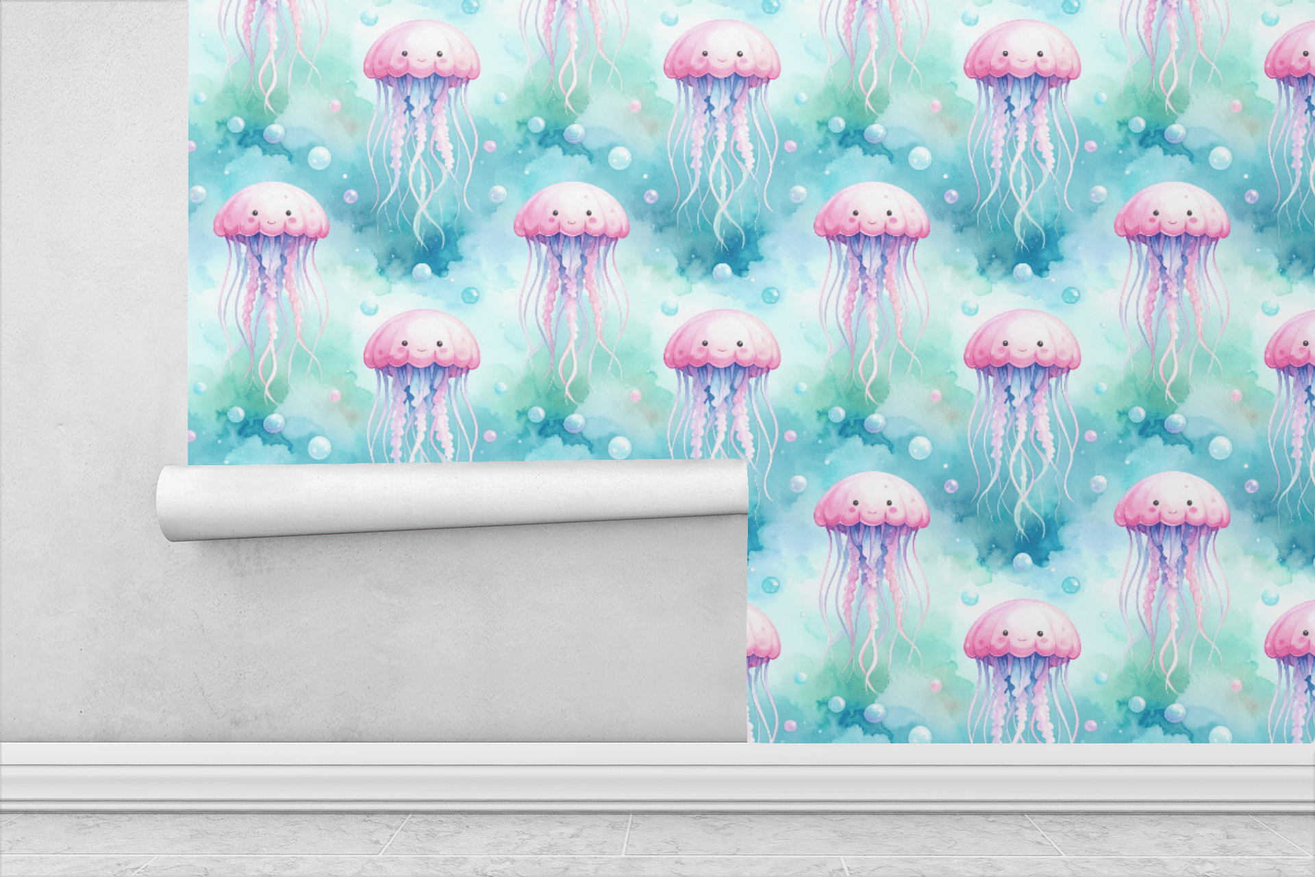 Happy Jellyfish Garden Wallpaper Peel and Stick Wallpaper | Accent Haus