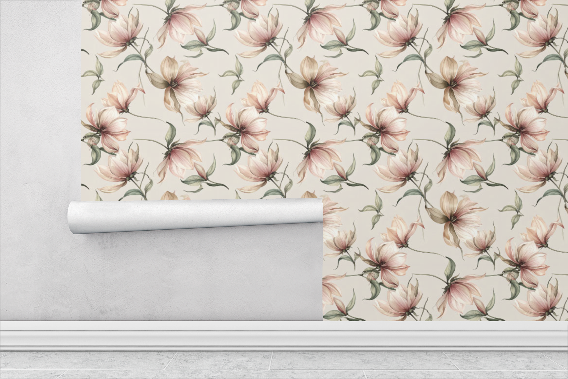 Diagonal Bloom Flow Wallpaper