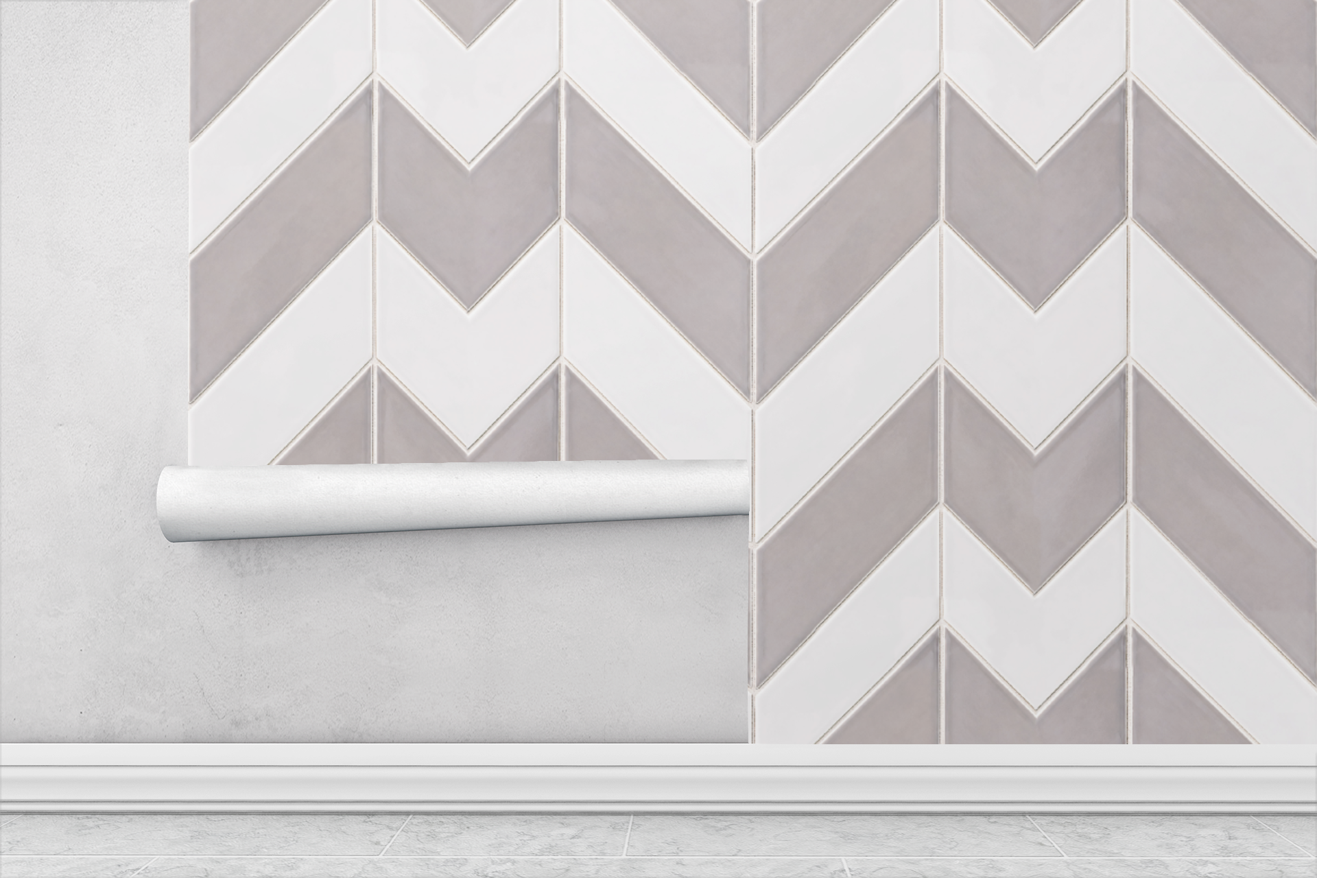 Classic Herringbone Tile Wallpaper