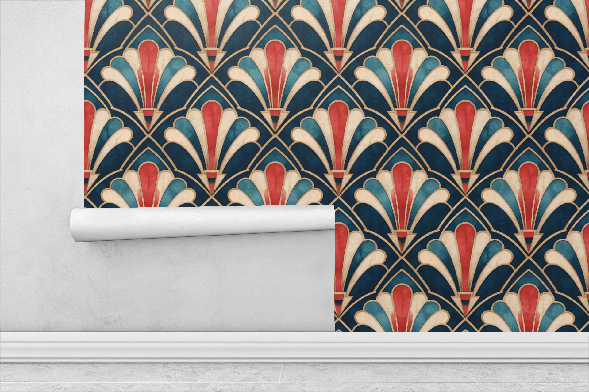 Art Deco Fan Pattern Wallpaper Peel and Stick Wallpaper | Accent Haus