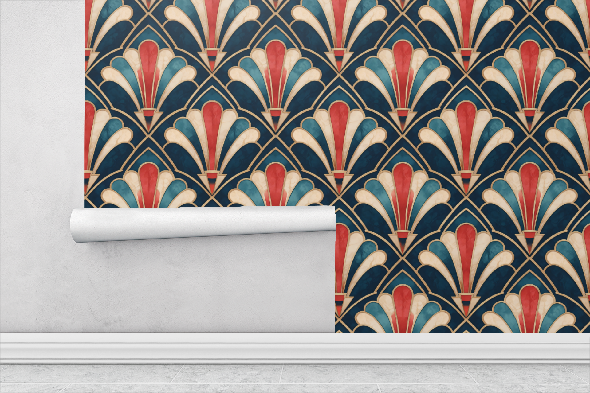 Art Deco Fan Pattern Wallpaper