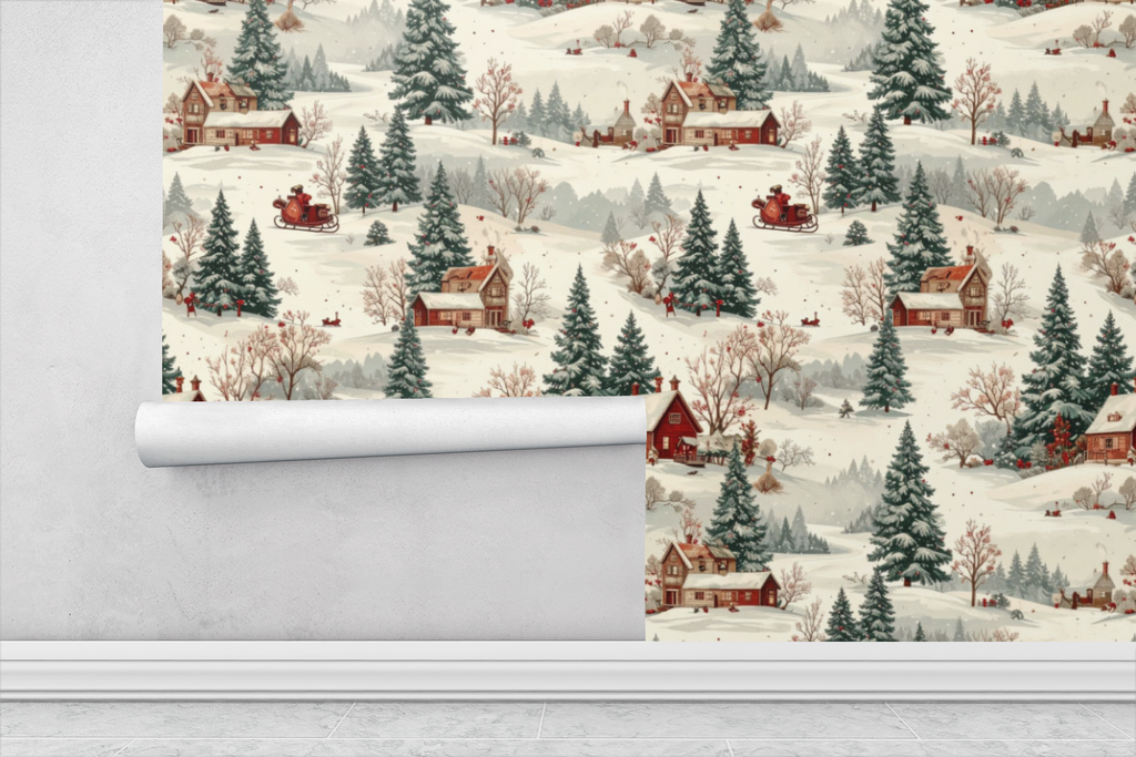 Holiday Village Toile Wallpaper