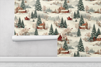 Holiday Village Toile Wallpaper