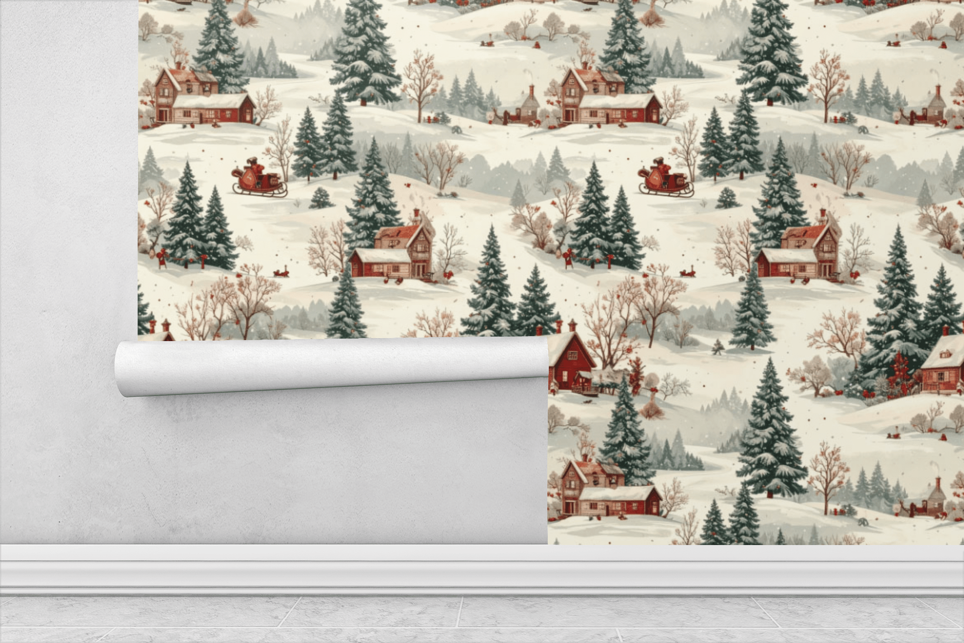 Holiday Village Toile Wallpaper Peel and Stick Wallpaper | Accent Haus