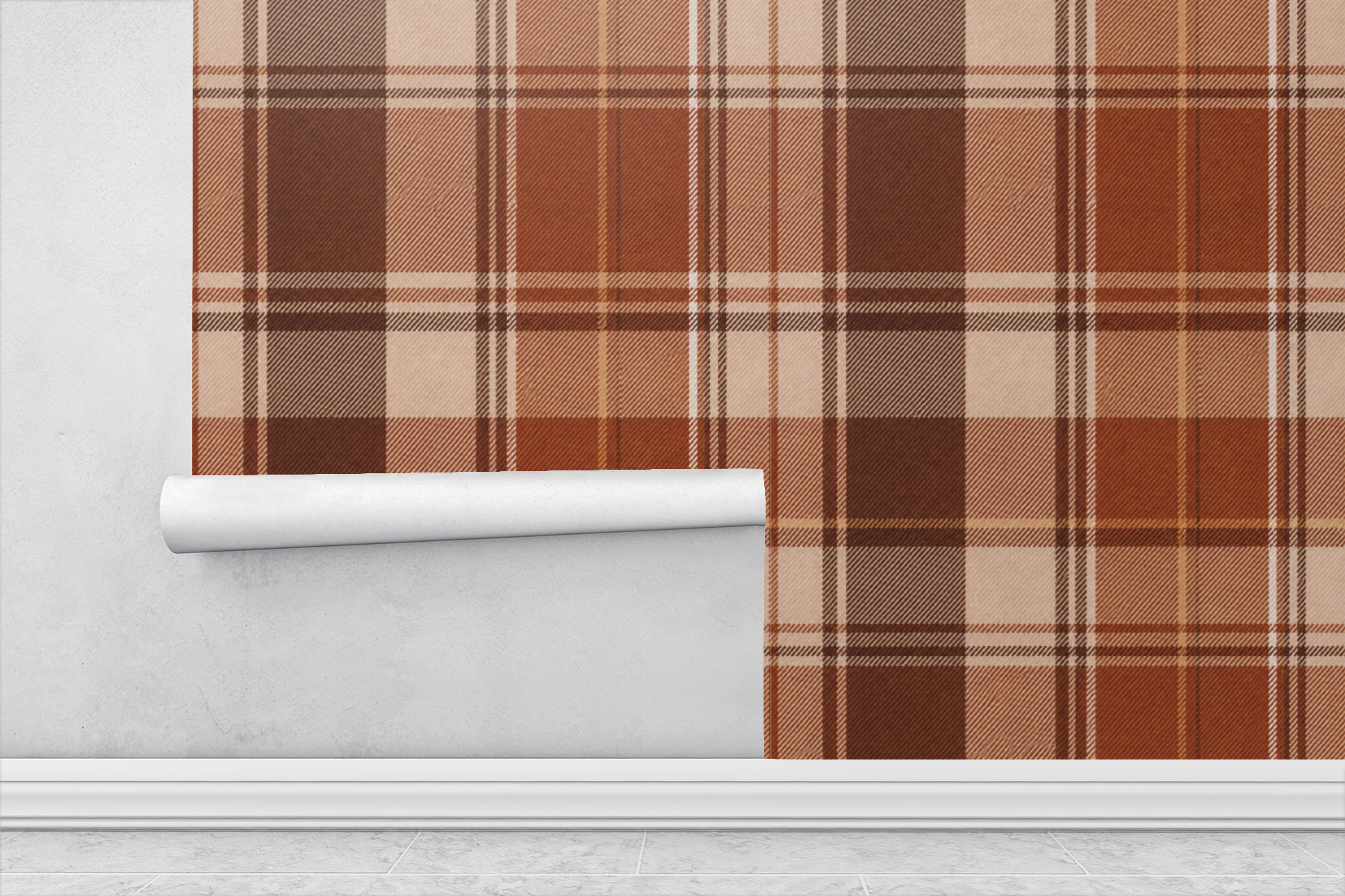 Harvest Plaid Copper Wallpaper
