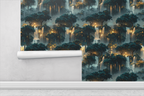 Lantern Grove Waterfall Wallpaper