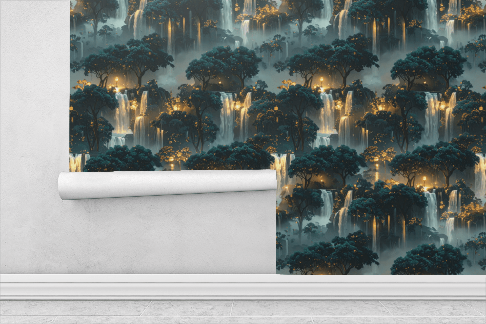 Lantern Grove Waterfall Wallpaper Peel and Stick Wallpaper | Accent Haus