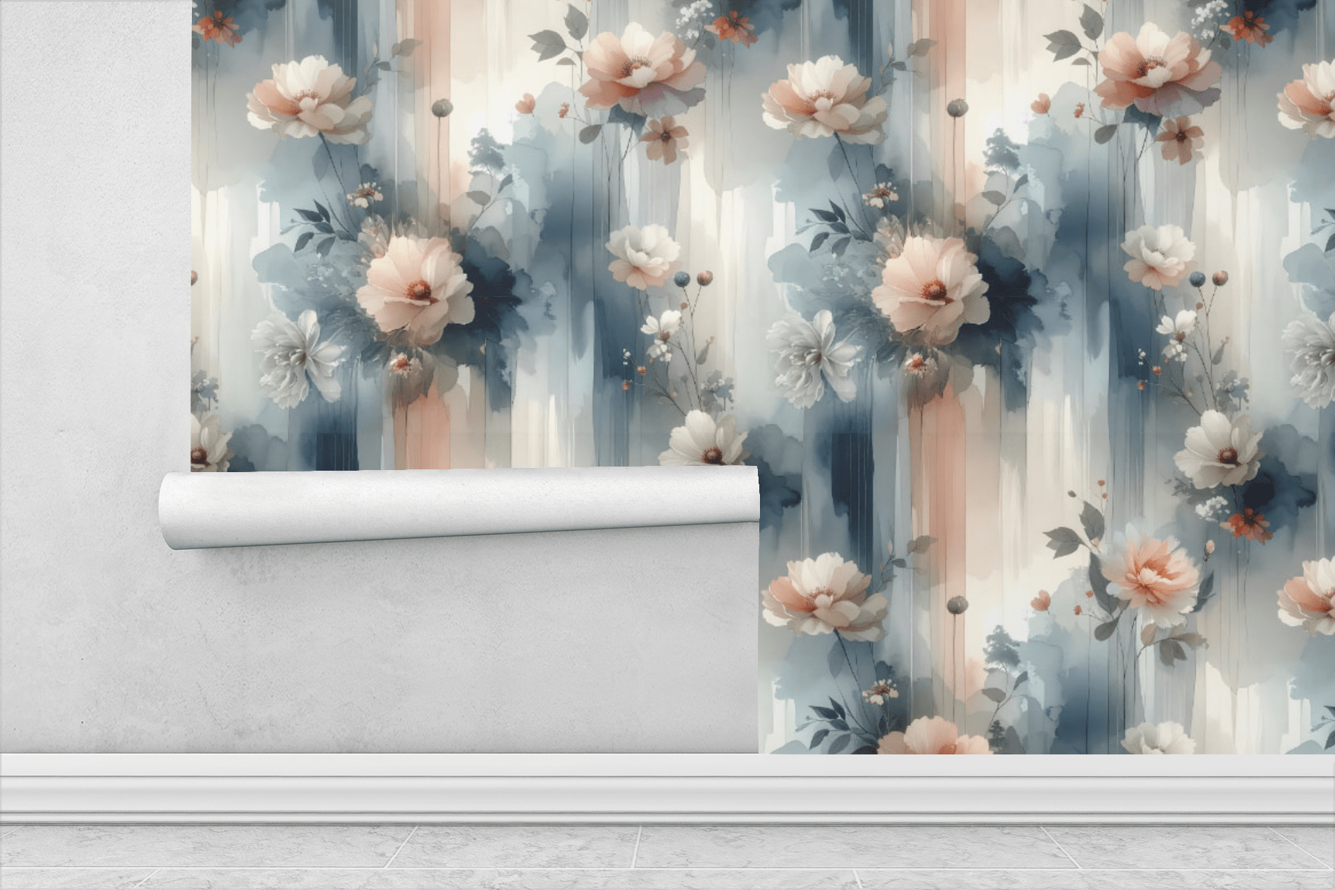 Ethereal Floral & Mist Mural Wallpaper Peel and Stick Wallpaper | Accent Haus