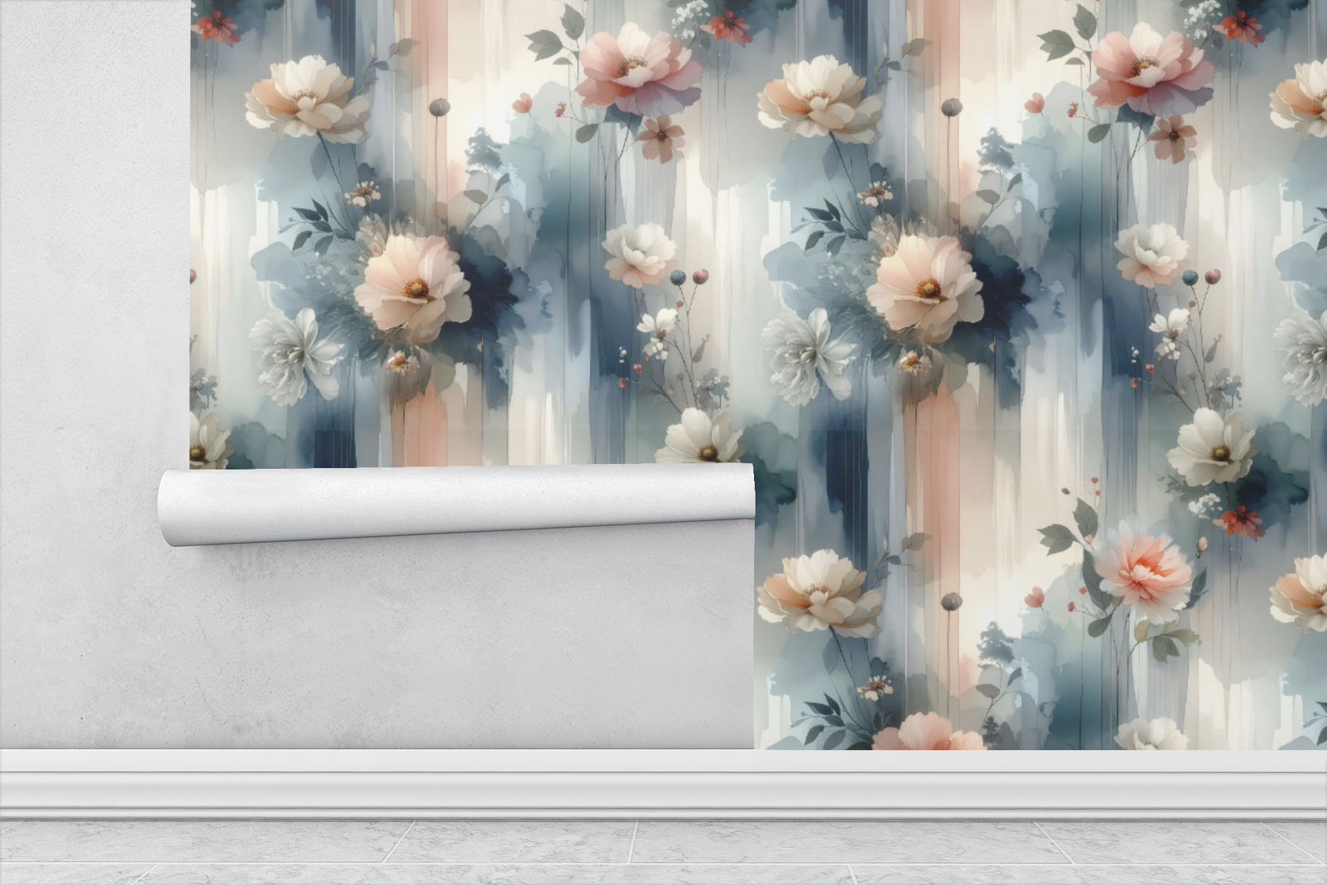 Ethereal Floral & Mist Mural Wallpaper