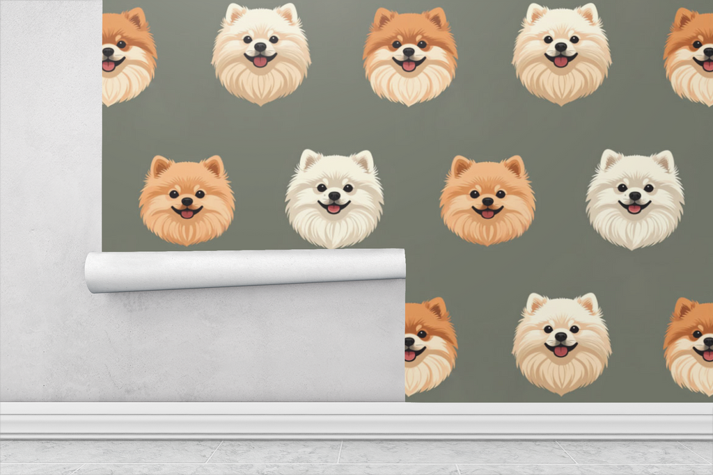 Pomeranian Cloud - Linocut Bloom Wallpaper