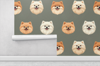 Pomeranian Cloud - Linocut Bloom Wallpaper