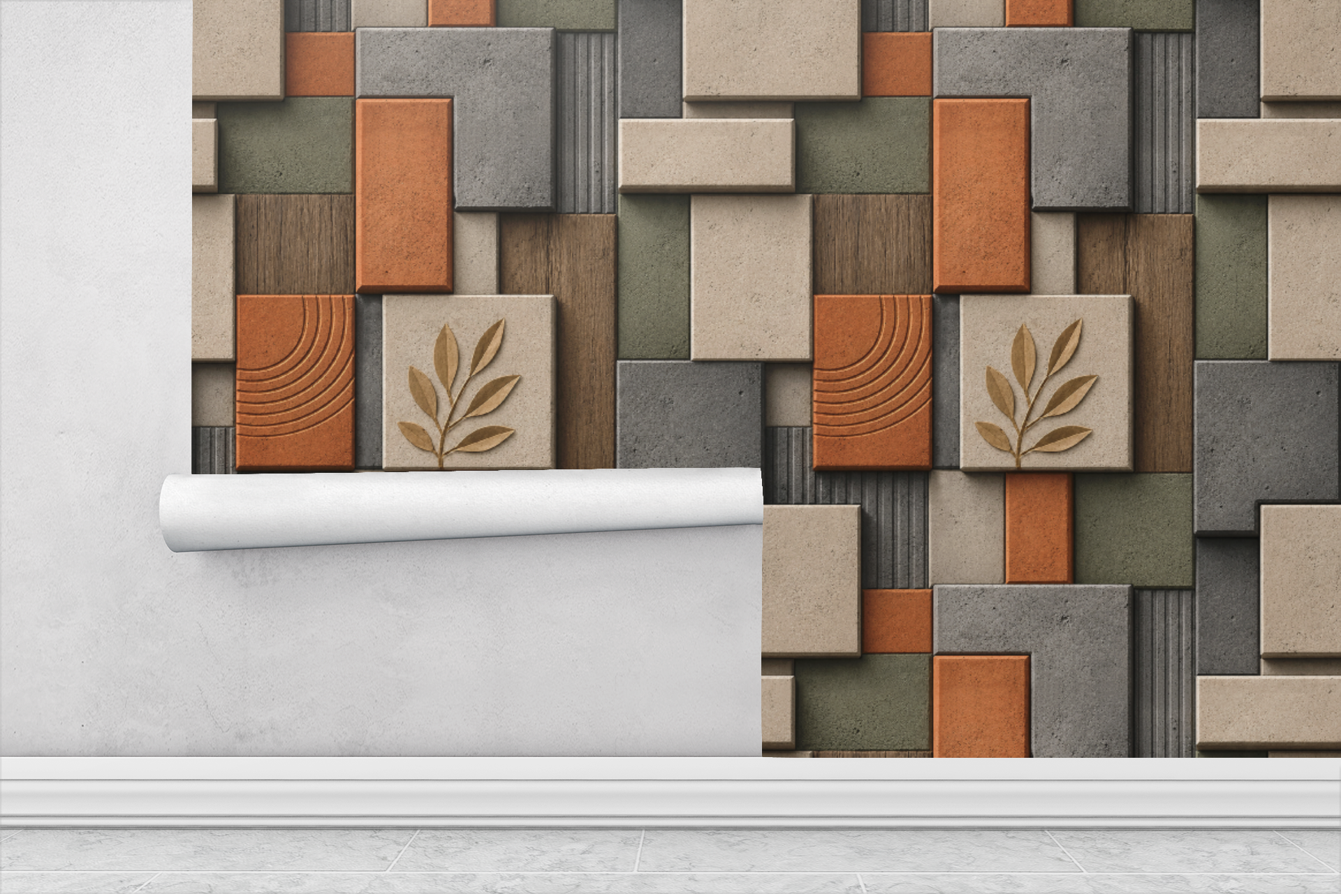 Geometric Shadow Blocks Wallpaper