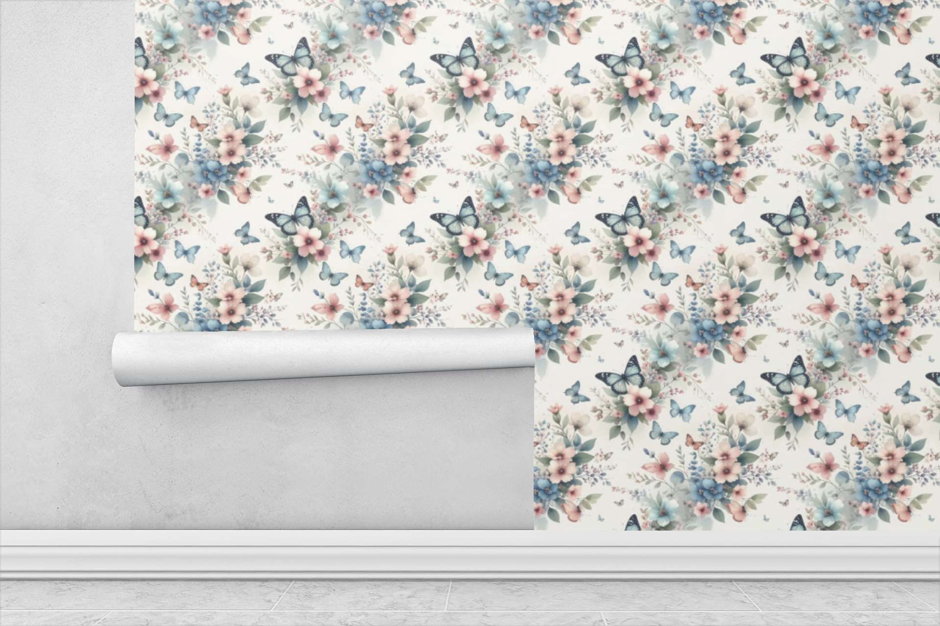 Floating Butterfly Meadow Wallpaper