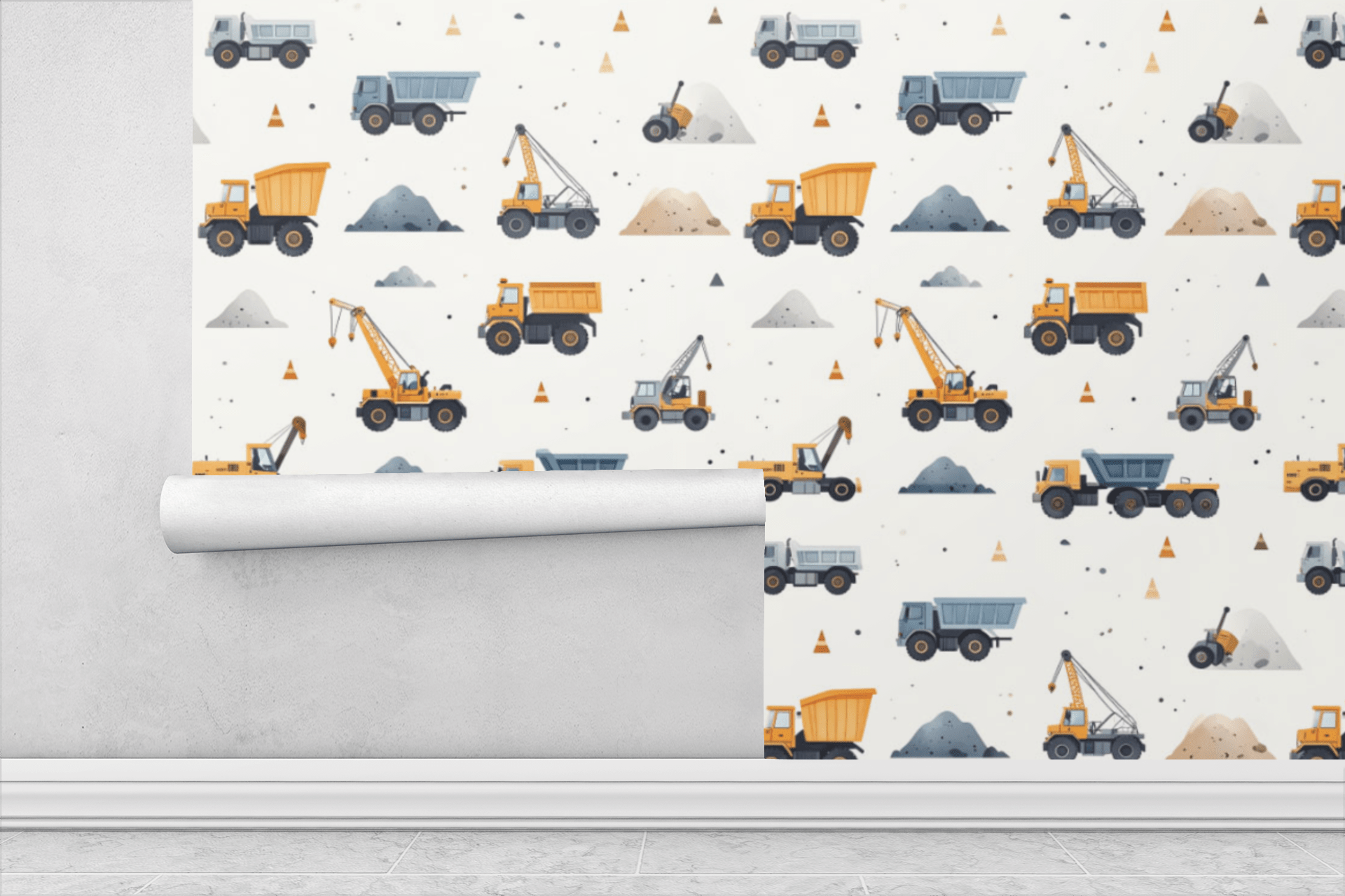 Soft Construction Scene Wallpaper Peel and Stick Wallpaper | Accent Haus