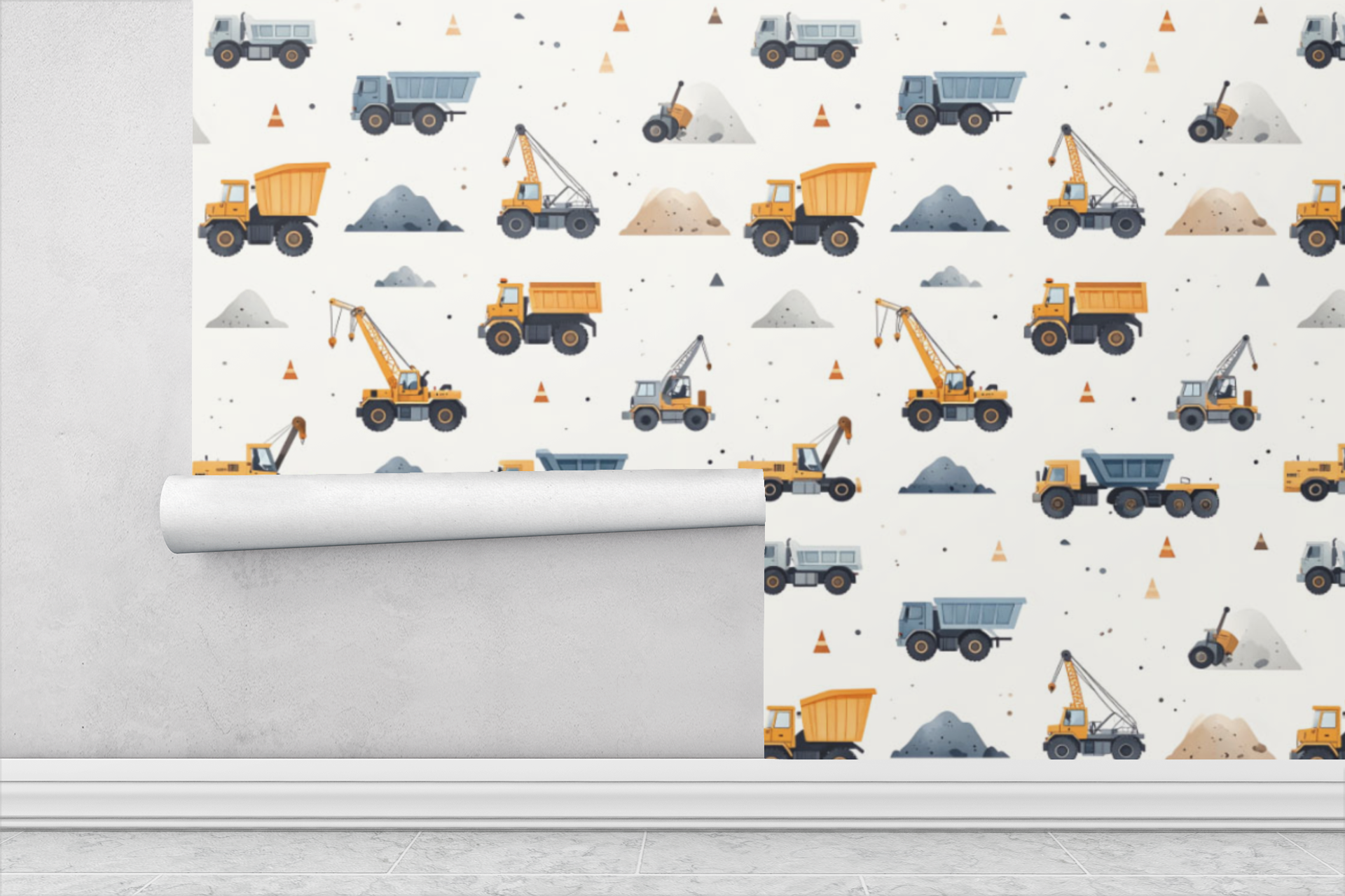 Soft Construction Scene Wallpaper