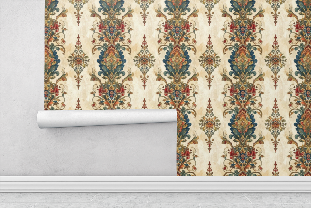 Jewel-Toned Paisley Garden Wallpaper