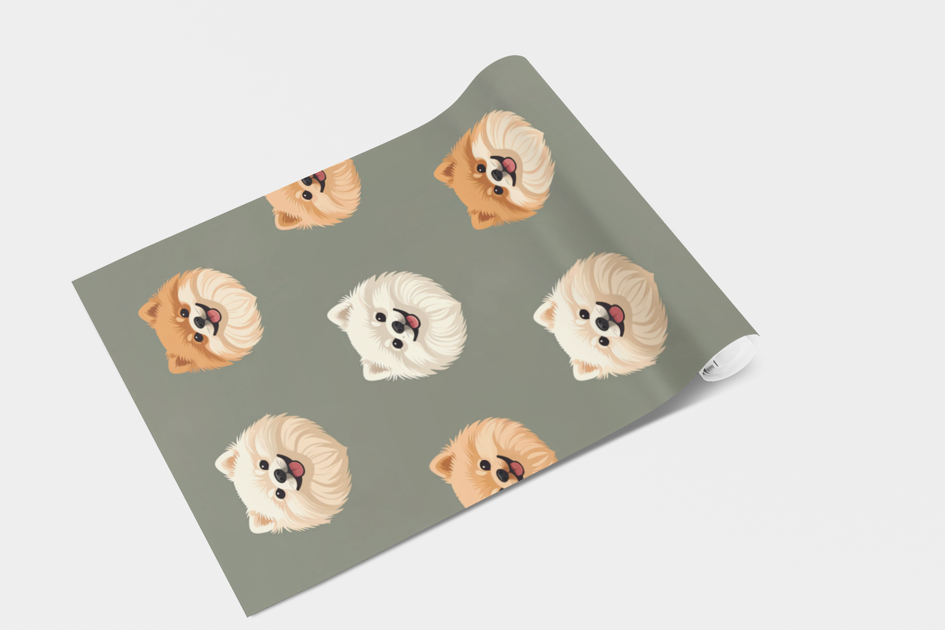Pomeranian Cloud - Linocut Bloom Wallpaper