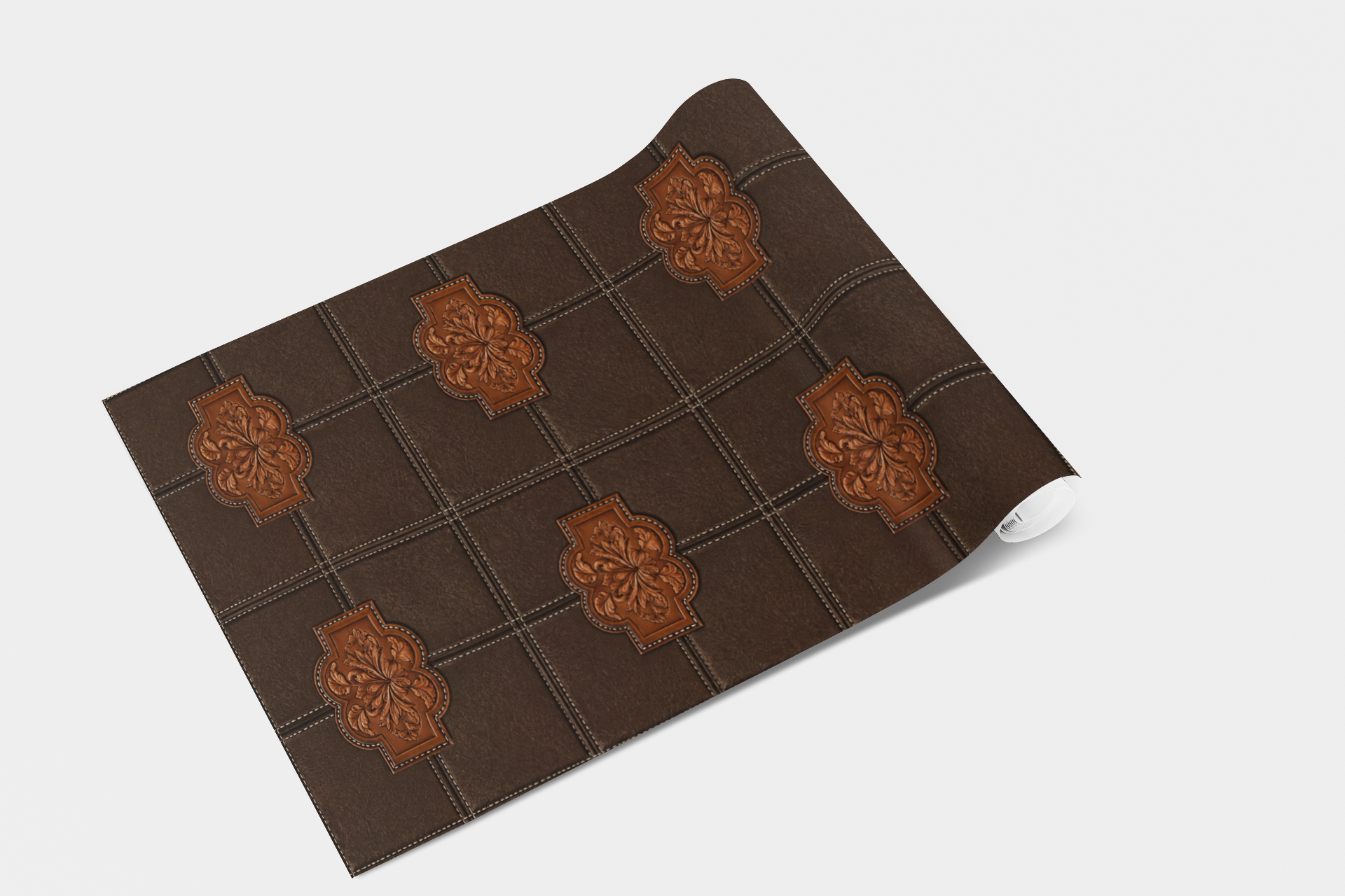 Leather Panel Espresso Wallpaper