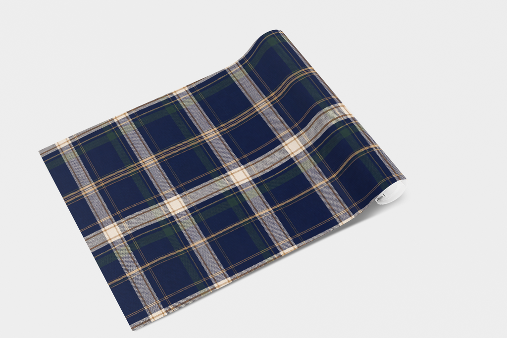 Library Plaid Navy Wallpaper