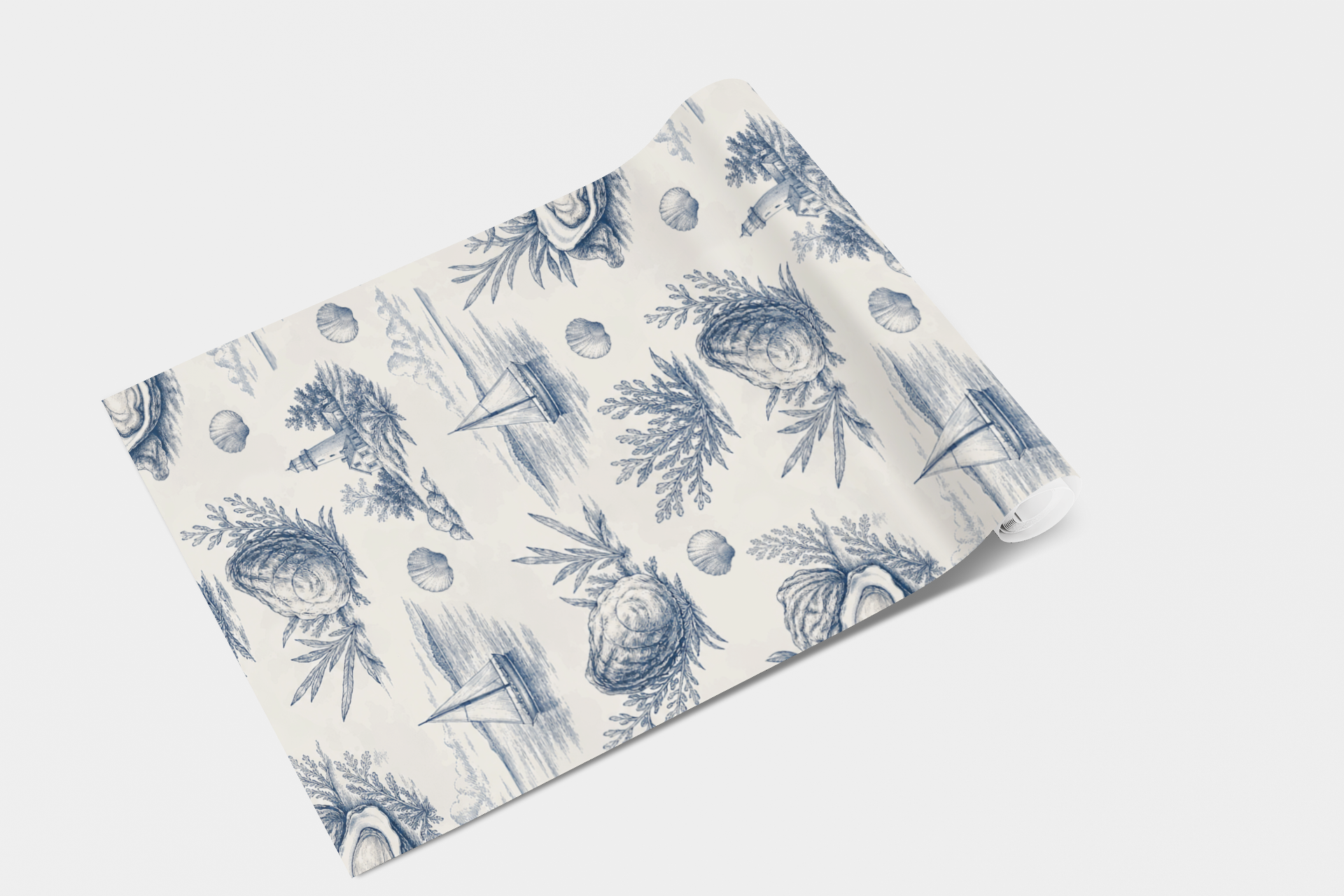 Coastal Oyster Toile Wallpaper