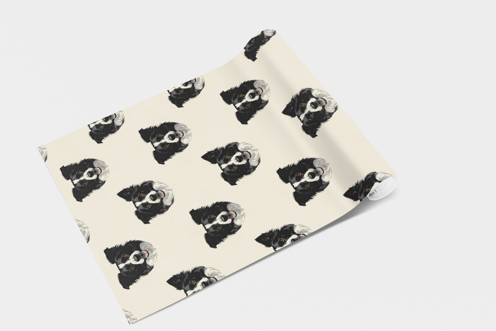Border Collie - Monochrome Motion Field Wallpaper