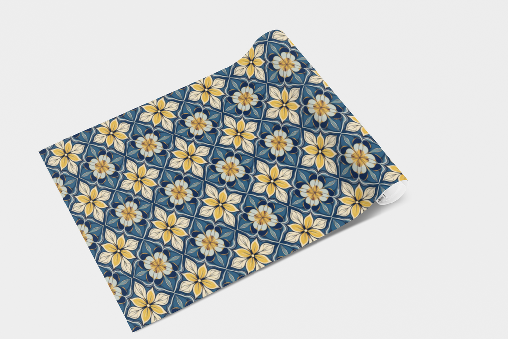 Azure Artisan Tile Wallpaper